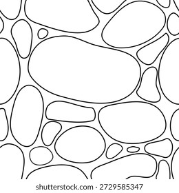 Textura de roca de río dibujada a mano. Patrón de Vector de guijarros de piedra orgánica sin costuras