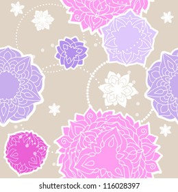 hand-drawn romantic background with seamless flowers