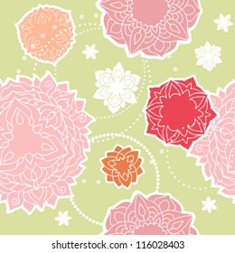 hand-drawn romantic background with seamless flowers