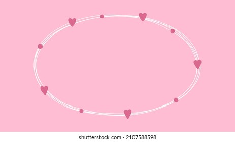 Marco oval romántico dibujado a mano con corazones. Día de San Valentín. Concepto de amor. Ilustración del vector