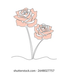 Hand-drawn rose line art drawing. Simple rose flower linear icon vector.