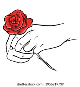 Hand-drawn roses. Beautiful flower. Cartoon style. Vector illustration. For design and decoration.
