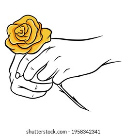 Hand-drawn roses. Beautiful flower. Cartoon style. Vector illustration. For design and decoration.