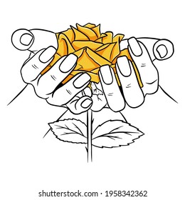 Hand-drawn roses. Beautiful flower. Cartoon style. Vector illustration. For design and decoration.