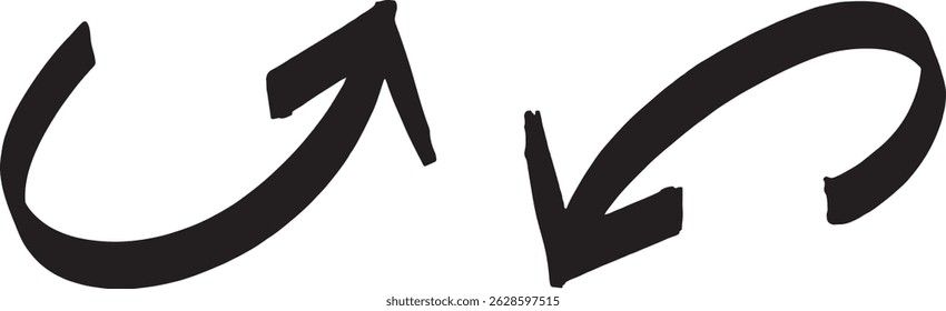 Hand-Drawn Rotating thick Arrow Vector