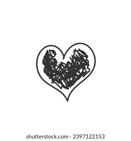 Handdrawn rough marker hearts. Loving cute sketched hearts drawing elements for greeting cards or valentines day vector design. Black heart hand drawn. Icon cute doodle. Romance and love illustrations