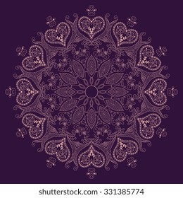 Hand-drawn round ornament . Abstract background.