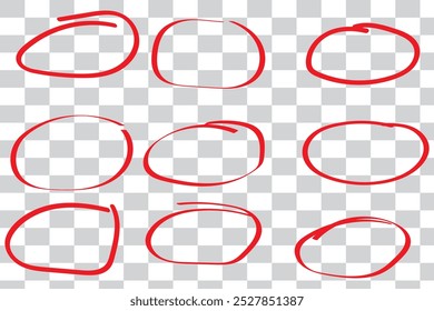 Handgezeichneter runder und quadratischer Rahmen zur Texthervorhebung. Umrandungen von Bleistiftzeichnungen. Vektorgrafik. Black Line Art.