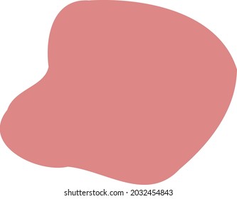 Hand-drawn rounded stone. Abstract spot. Simple flat shape. Pink roundish smooth blot. Graphic element to fill background space in modern designs. Illustration drawn by old woman in art therapy class.