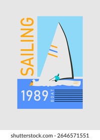 Hand-drawn rowboat in a calm beach or lagoon setting. Suitable for summer-themed art prints, clothing, and accessories.