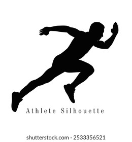 Hand-drawn running boy, A vector silhouette of athlete, A vector element for creating sports logo