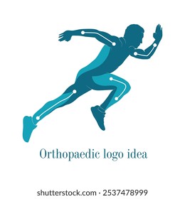 Hand-drawn running man, An athlete vector silhouette, Human bones structure