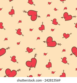 Hand-drawn Saint Valentine seamless pattern of hearts