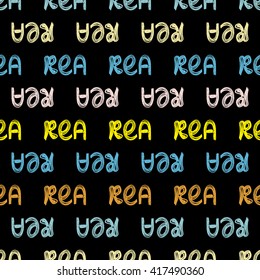 Hand-drawn sale seamless pattern. "Rea" word translation is sale in english.
