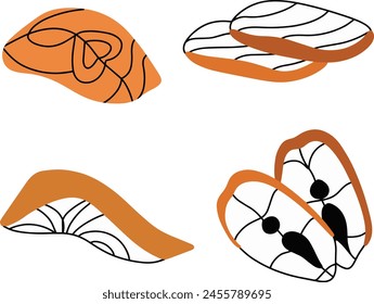 Hand-drawn Salmon Vector - Orange Sushi Fish for Creative Projects