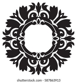 Hand-drawn sample for tile in oriental style, black and white colors. Italian majolica. Vector illustration. Best for your design, textiles, posters