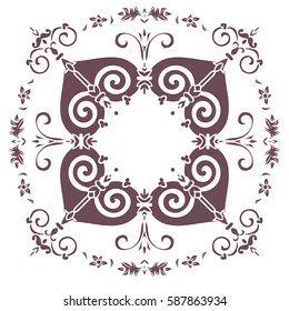 Hand-drawn sample for tile in oriental style, dark brown and gray colors. Italian majolica. Vector illustration. The best for your design, textiles, posters
