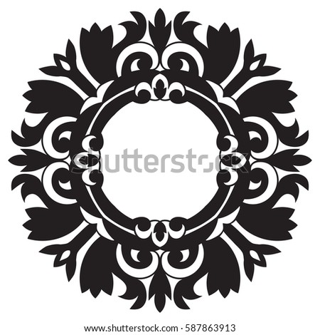 Hand-drawn sample for tile in oriental style, black and white colors. Italian majolica. Vector illustration. Best for your design, textiles, posters
