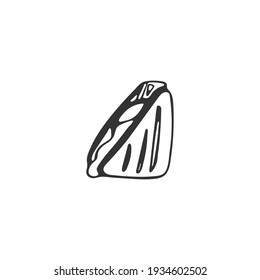 Handgezeichnetes Sandwich. Einzelelement einzeln auf weißem Hintergrund. Schnelles Essen. Vektorgrafik