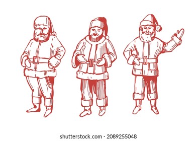 Hand-drawn  Santa Claus. Vector sketch illustration