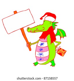 hand-drawn santa dragon