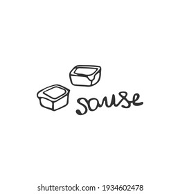 Hand-drawn sauces. Addition to pizza, nugits, burgers and other fast food. Single element isolated on white background. Fast food. Vector illustration