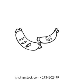 Hand-drawn sausages. Single element isolated on white background. Fast food. Vector illustration