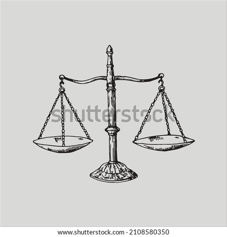 Hand-drawn scales, graphics. Vector isolated illustration in black and white.
