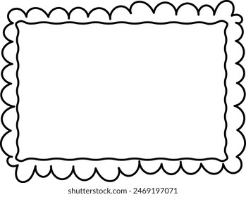  Hand-Drawn Scalloped Border Rectangular Frame