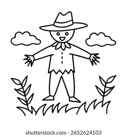 Handdrawn Scarecrow and Hat