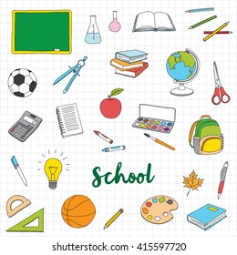 hand-drawn school doodles