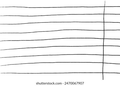 Hand-drawn school notebook line textures. Vector scribbles, horizontal  strokes. Different types of hatching