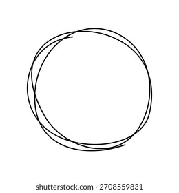 Hand-drawn scribble circle in an abstract, minimalist style. Messy round line shape are perfect for modern graphic design, branding, presentations and social media posts. Vector illustration