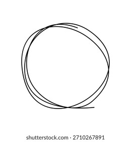 Círculo de garabatos dibujado a mano en un estilo abstracto y minimalista. La forma de línea redonda desordenada es perfecta para el Diseño gráfico moderno, la marca, las presentaciones y las publicaciones en redes sociales. Ilustración vectorial