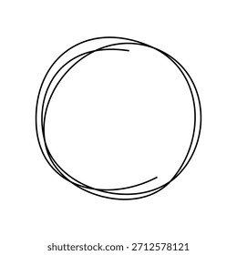 Handgezeichneter Kritzelkreis im abstrakten, minimalistischen Stil. Unübersichtliche runde Linie Form sind perfekt für modernes Grafikdesign, Branding, Präsentationen und Social-Media-Beiträge. Vektorgrafik