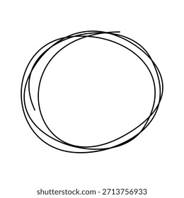Círculo de garabatos dibujado a mano en un estilo abstracto y minimalista. La forma de línea redonda desordenada es perfecta para el Diseño gráfico moderno, la marca, las presentaciones y las publicaciones en redes sociales. Ilustración vectorial