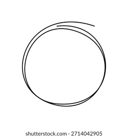 Hand-drawn scribble circle in an abstract, minimalist style. Messy round line shape are perfect for modern graphic design, branding, presentations and social media posts. Vector illustration