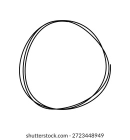 Círculo de garabatos dibujado a mano en un estilo abstracto y minimalista. La forma de línea redonda desordenada es perfecta para el Diseño gráfico moderno, la marca, las presentaciones y las publicaciones en redes sociales. Ilustración vectorial
