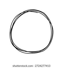 Handgezeichneter Kritzelkreis im abstrakten, minimalistischen Stil. Unübersichtliche runde Linie Form sind perfekt für modernes Grafikdesign, Branding, Präsentationen und Social-Media-Beiträge. Vektorgrafik