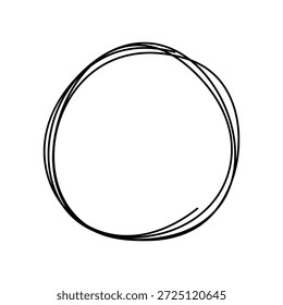 Círculo de garabatos dibujado a mano en un estilo abstracto y minimalista. La forma de línea redonda desordenada es perfecta para el Diseño gráfico moderno, la marca, las presentaciones y las publicaciones en redes sociales. Ilustración vectorial