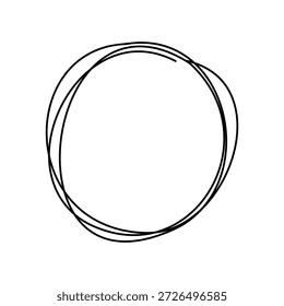 Handgezeichneter Kritzelkreis im abstrakten, minimalistischen Stil. Unübersichtliche runde Linie Form sind perfekt für modernes Grafikdesign, Branding, Präsentationen und Social-Media-Beiträge. Vektorgrafik