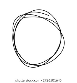 Handgezeichneter Kritzelkreis im abstrakten, minimalistischen Stil. Unübersichtliche runde Linie Form sind perfekt für modernes Grafikdesign, Branding, Präsentationen und Social-Media-Beiträge. Vektorgrafik