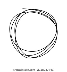Círculo de garabatos dibujado a mano en un estilo abstracto y minimalista. La forma de línea redonda desordenada es perfecta para el Diseño gráfico moderno, la marca, las presentaciones y las publicaciones en redes sociales. Ilustración vectorial