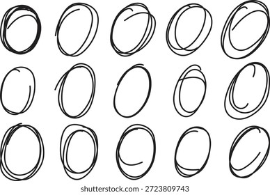 Handgezeichnete Scribble Circles und Ovals Marker Elemente Vektor Set