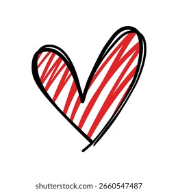 Hand-drawn Scribbled Heart with Outline