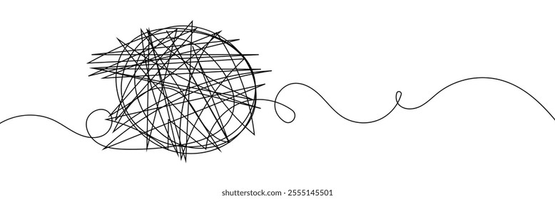 Hand-Drawn Scribbles of Tangled Intertwined Lines in Different Shapes and Size. Editable Line. Adjustable Stroke Width