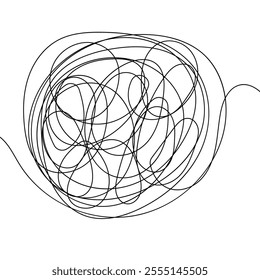 Hand-Drawn Scribbles of Tangled Intertwined Lines in Different Shapes and Size. Editable Line. Adjustable Stroke Width