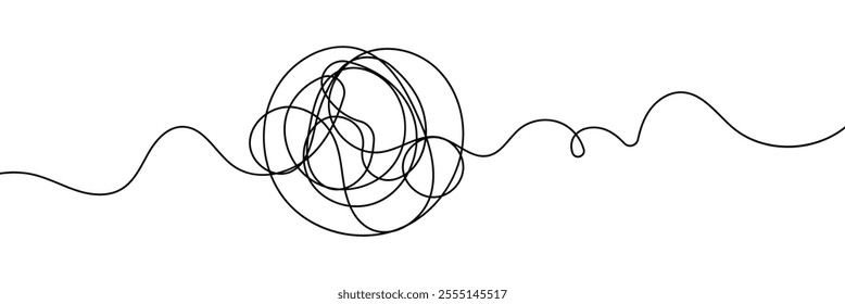 Hand-Drawn Scribbles of Tangled Intertwined Lines in Different Shapes and Size. Editable Line. Adjustable Stroke Width