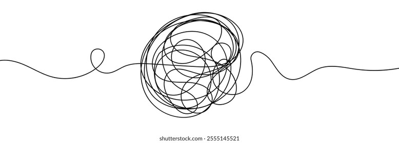 Hand-Drawn Scribbles of Tangled Intertwined Lines in Different Shapes and Size. Editable Line. Adjustable Stroke Width