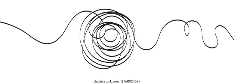 Hand-drawn scribbles of tangled intertwined lines in different shapes and size. editable line. adjusta ble stroke width on white background.


